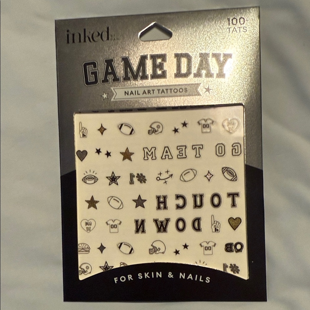 Game Day Football Nail Art Tattoos - Black and Gold